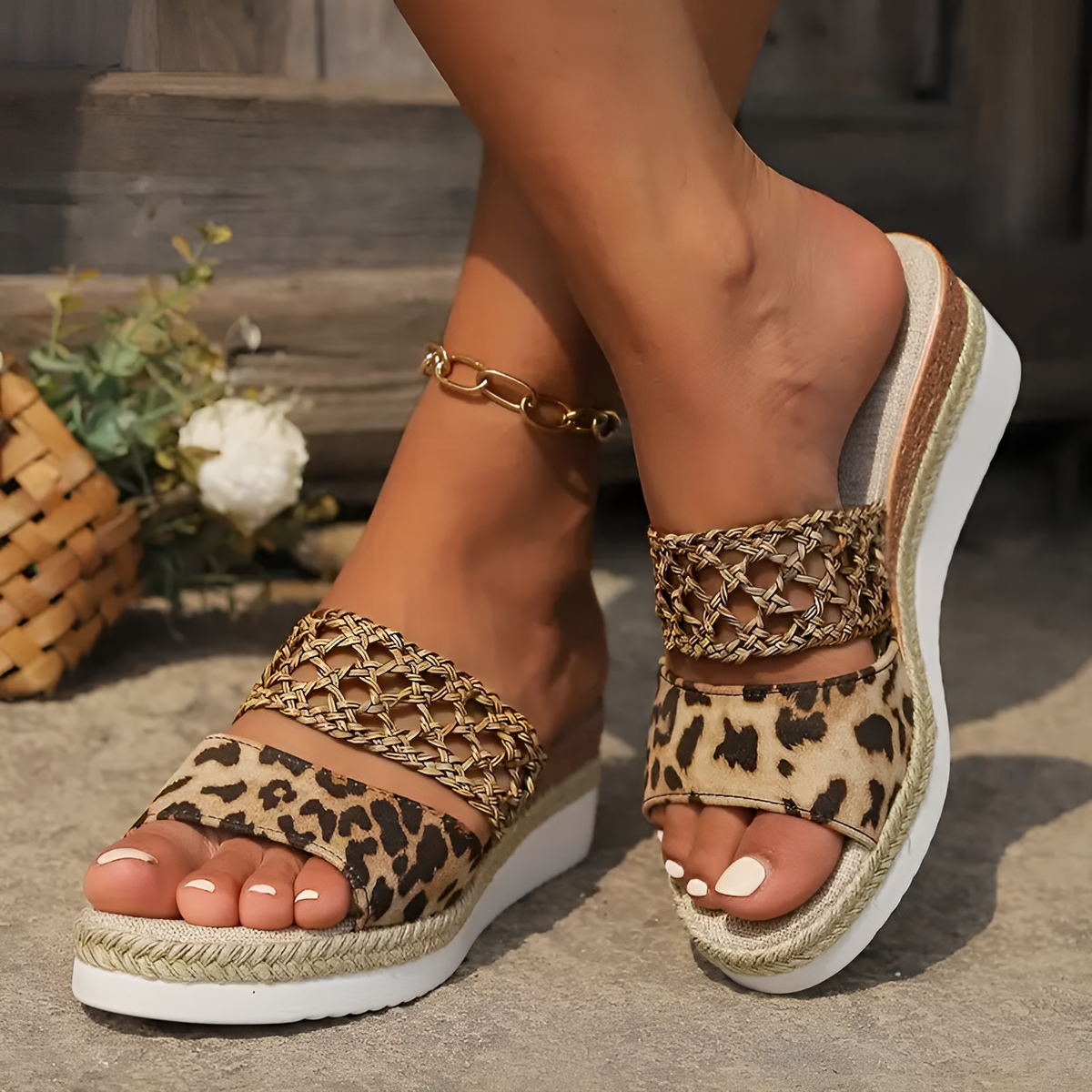Maddie - Leopard Sandals