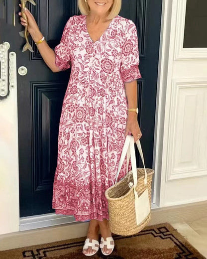 Candice | Robe Fleurie Élégante à Col V