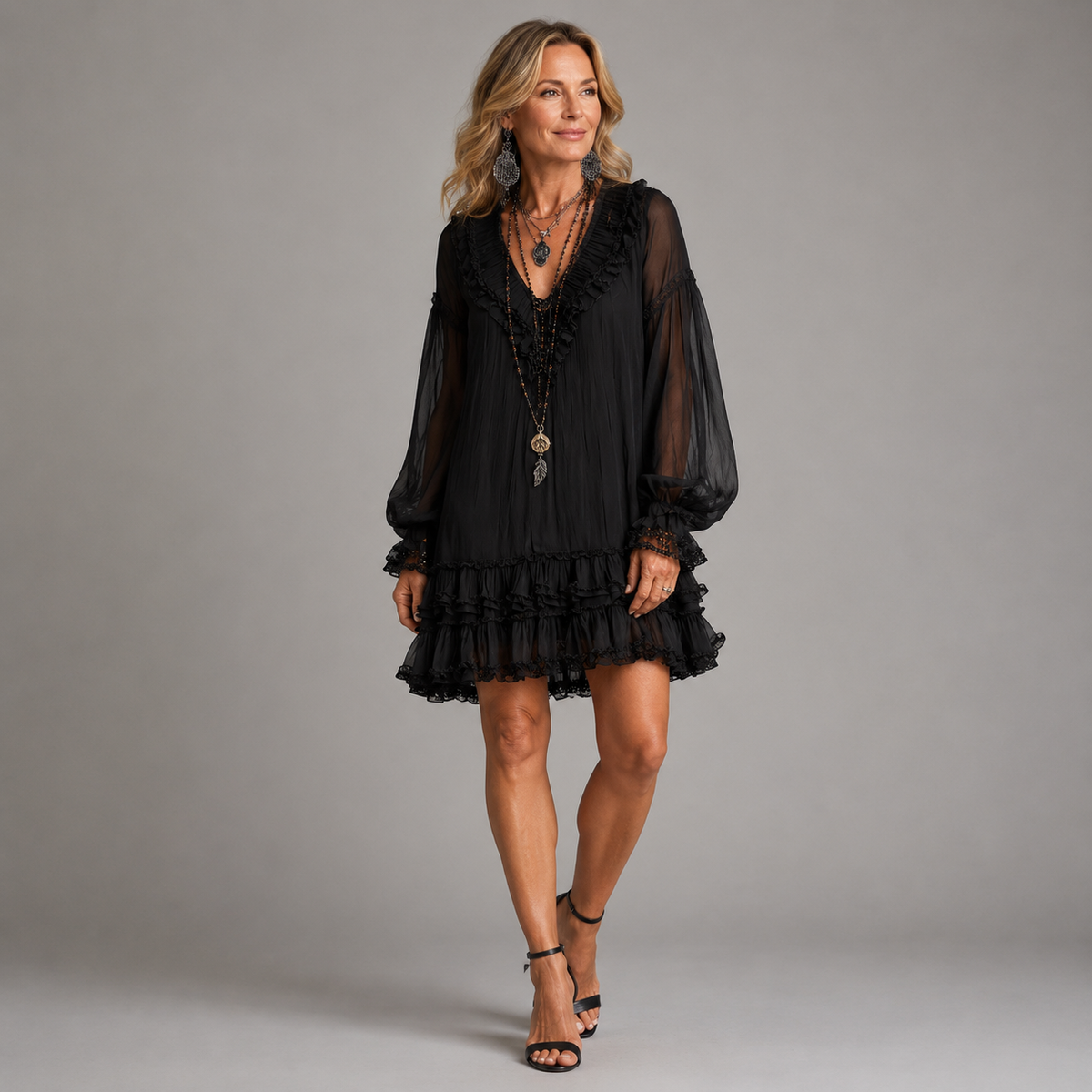 Elara™ | Elegant Ruffle Mini Dress