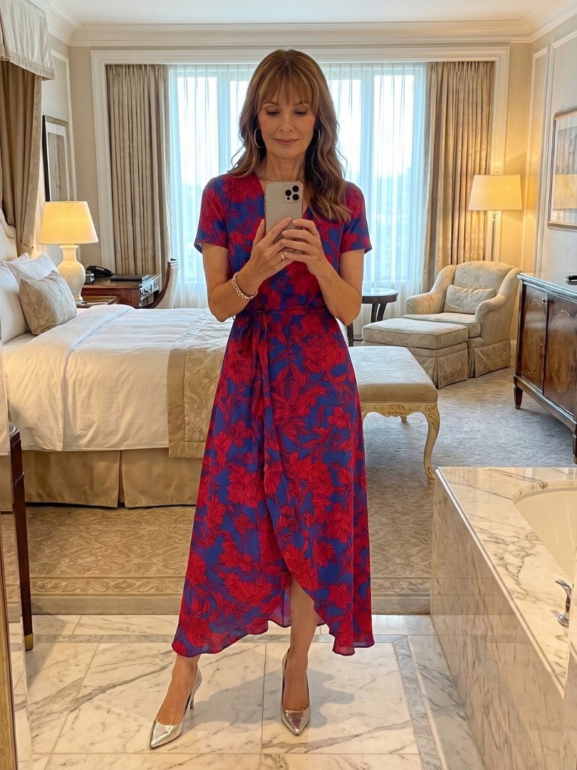 Priya | Floral Short Sleeve Wrap Midi Dress