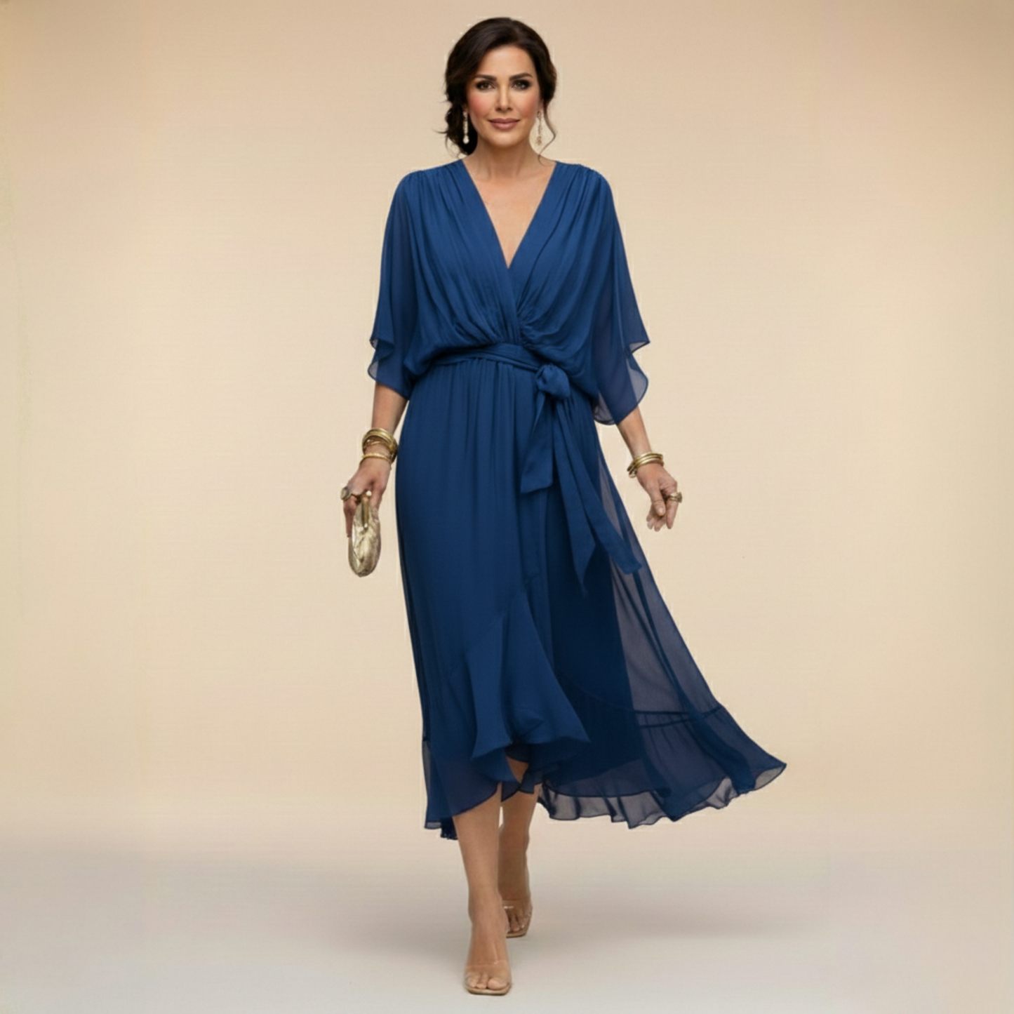 MARTA™ | ROBE EN CHIFFON AVEC ENCOLURE EN V