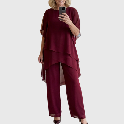 Linda | Costume avec pantalon palazzo drapé