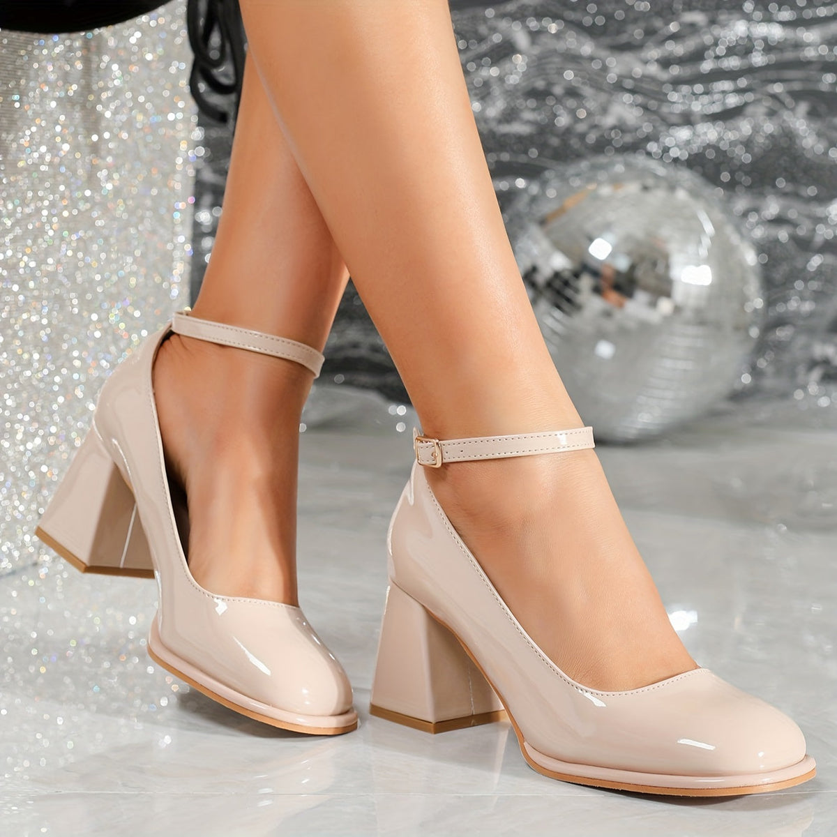 Celeste | Patent Strap Heels