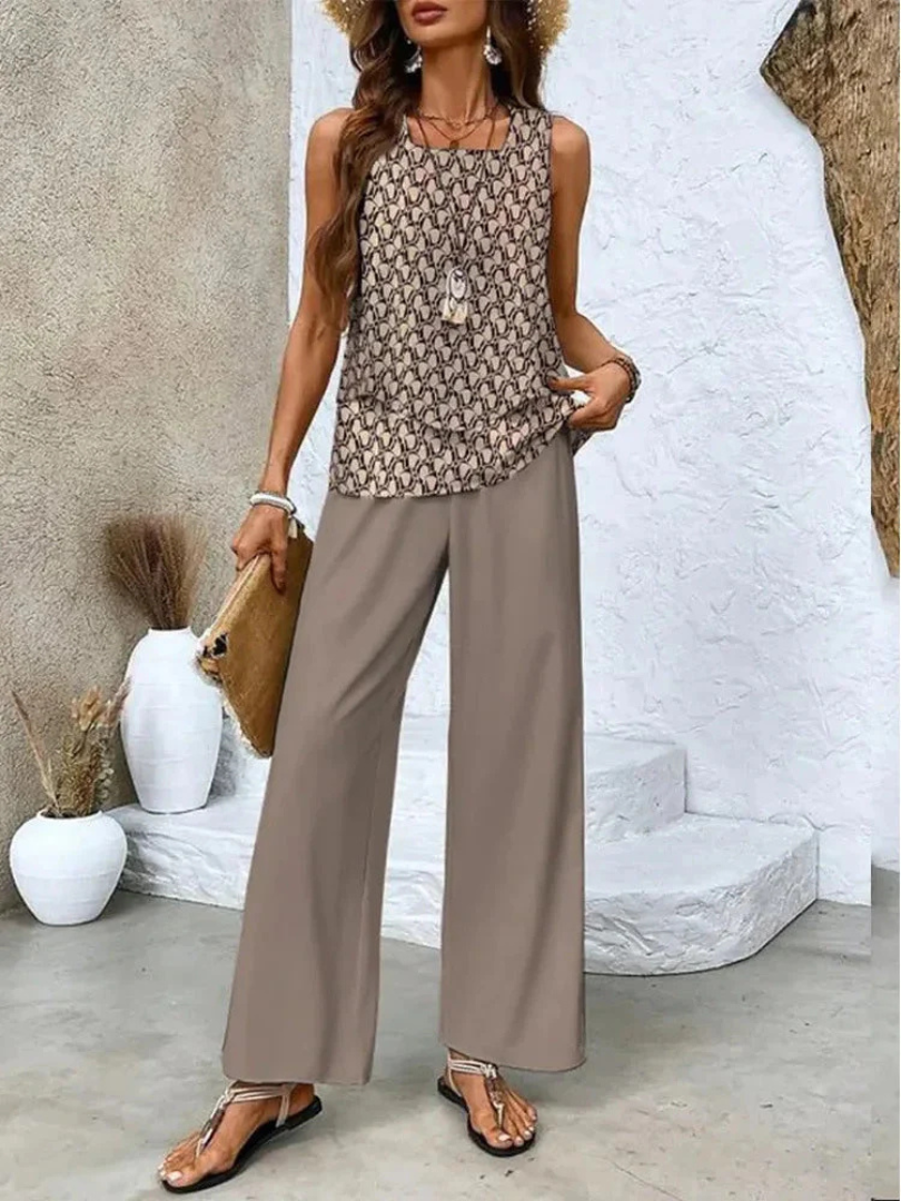 Ovelynra™ | Ensemble débardeur sans manches et pantalon à jambes larges