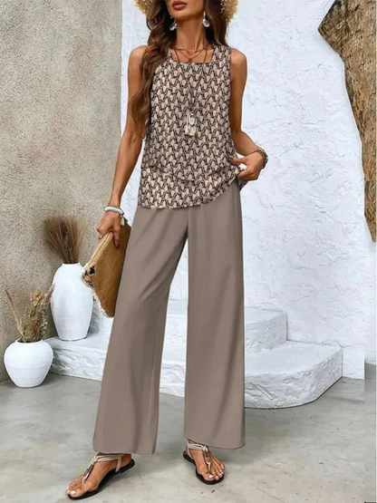 Ovelynra™ | Ensemble débardeur sans manches et pantalon à jambes larges