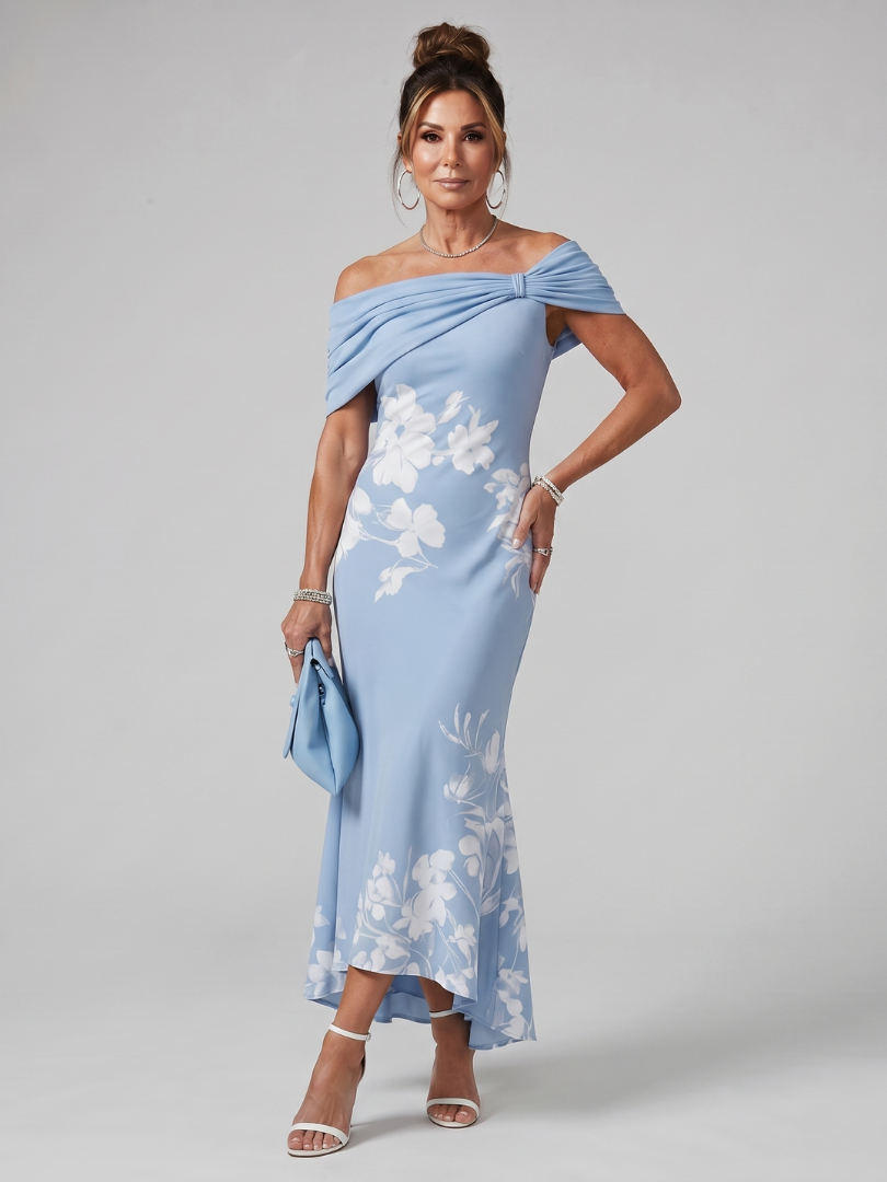 Cosma | Draped Off-Shoulder Midi Dress