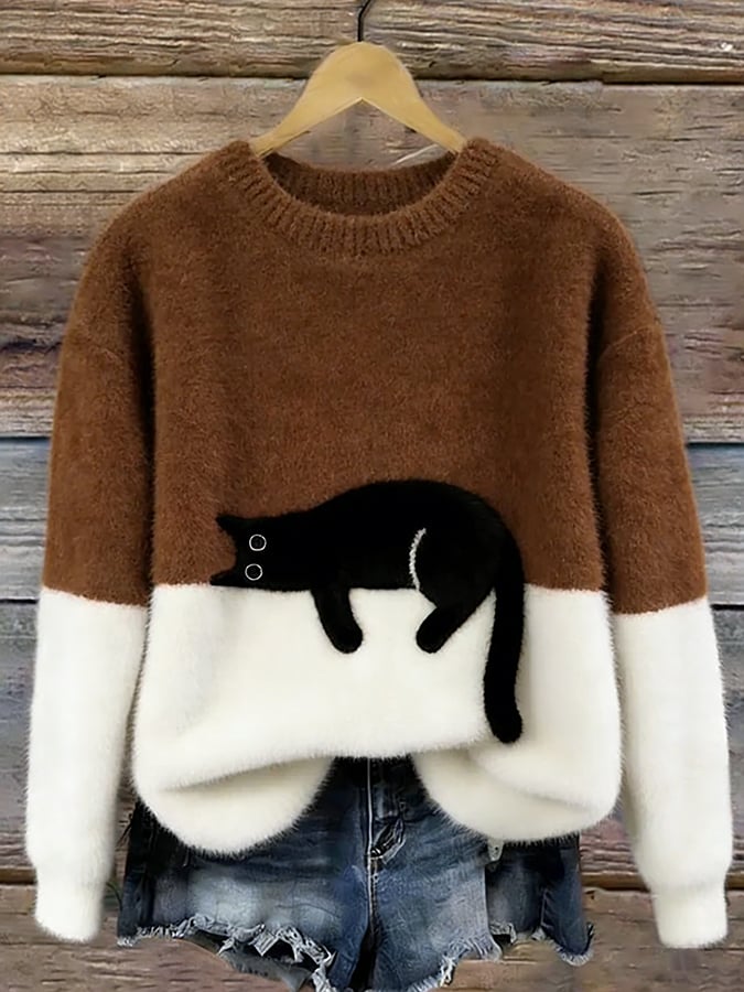 ボニー™ — 猫プリントオーバーサイズセーター
