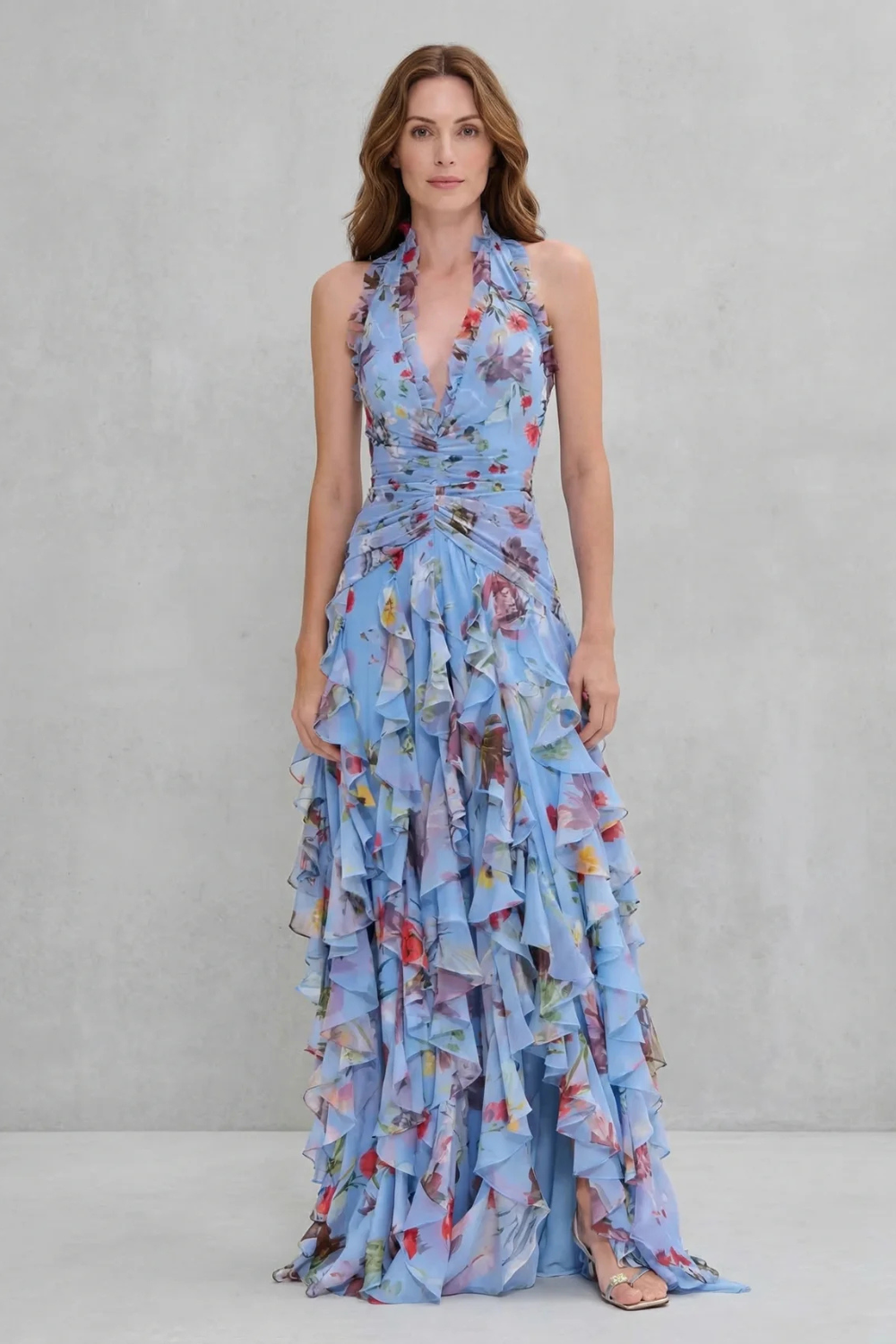 Juliette™ | Floral Halter Neck Maxi Dress