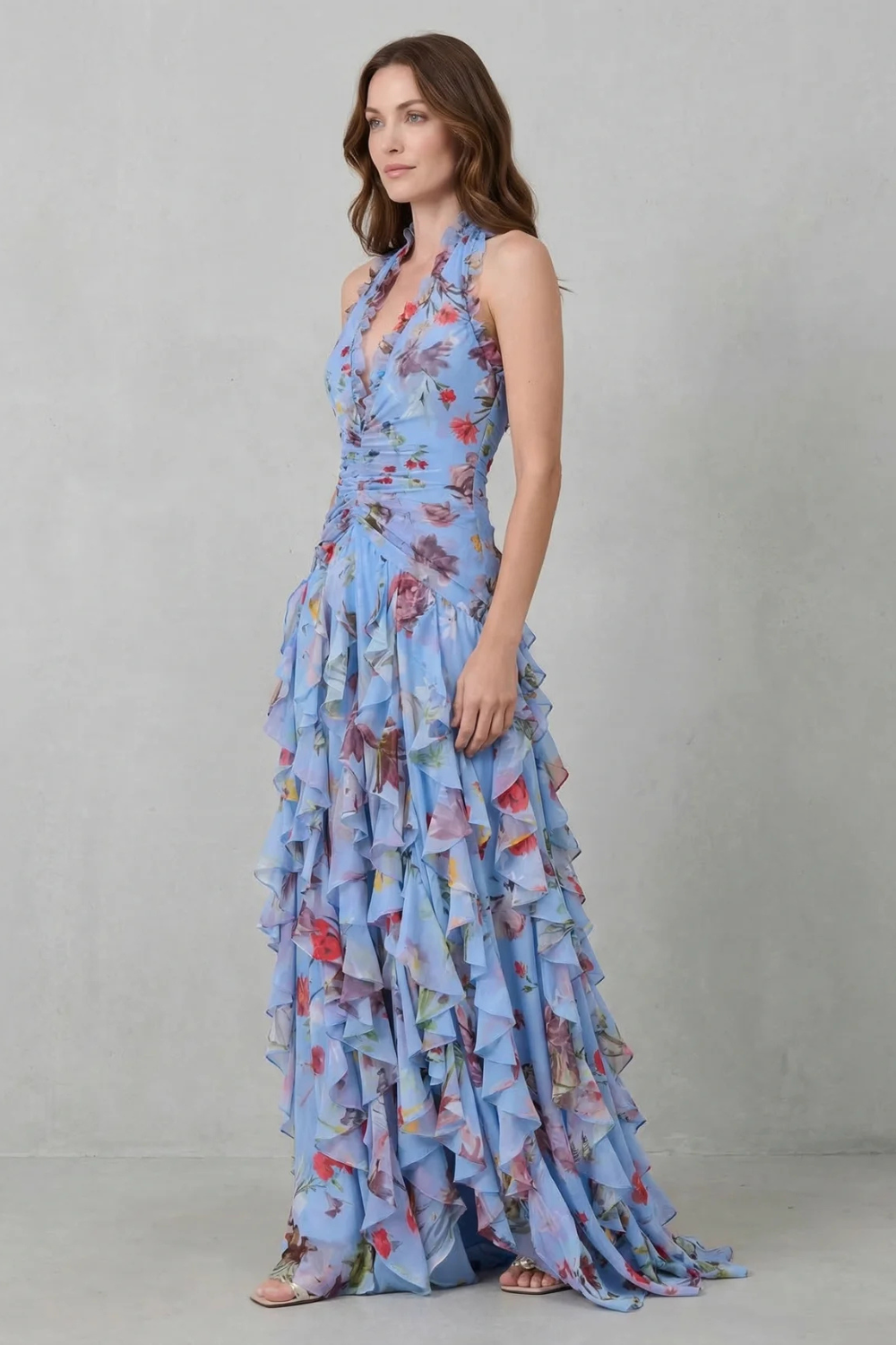 Juliette™ | Floral Halter Neck Maxi Dress