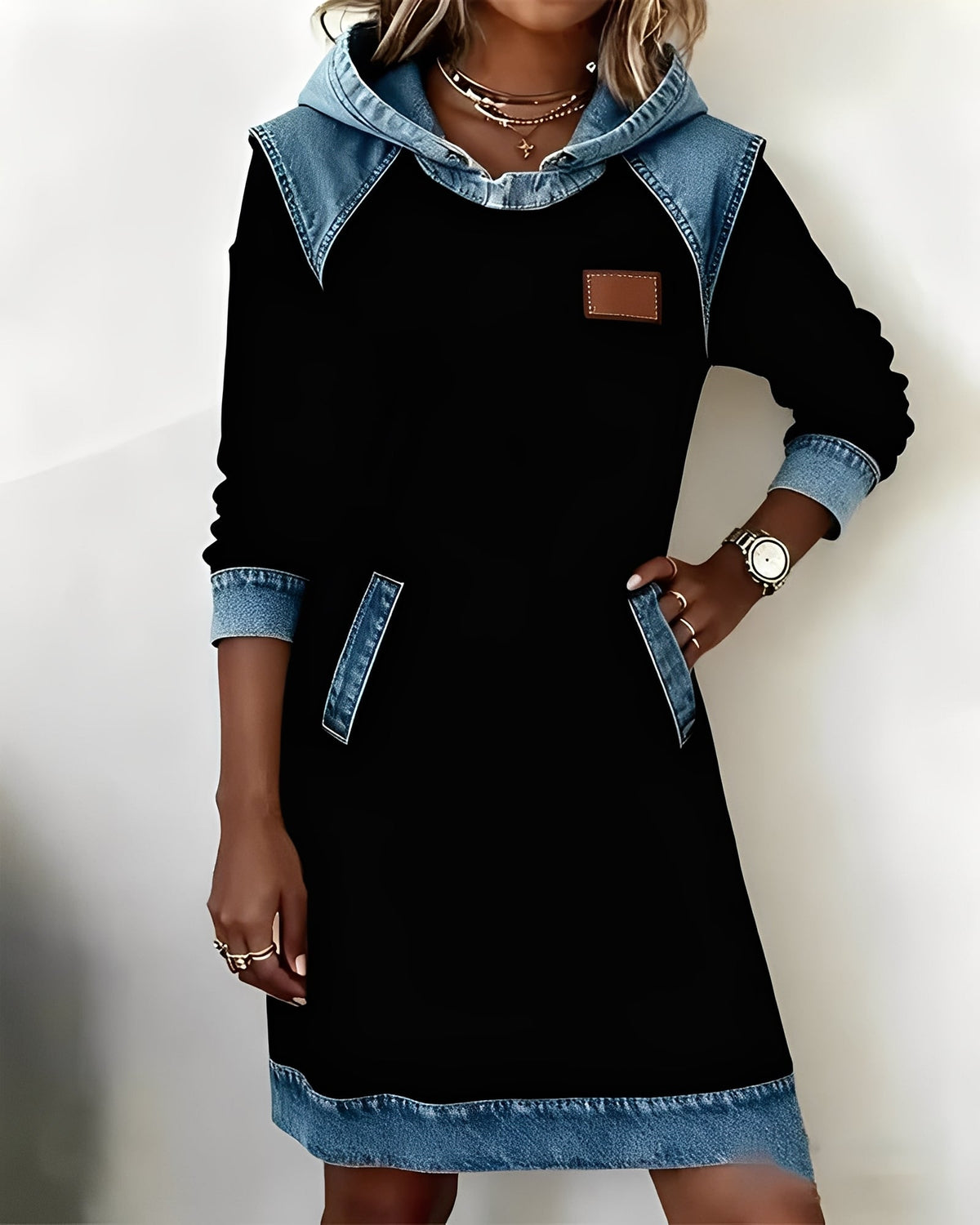 Annika | Hooded Dress with Contrast Panels