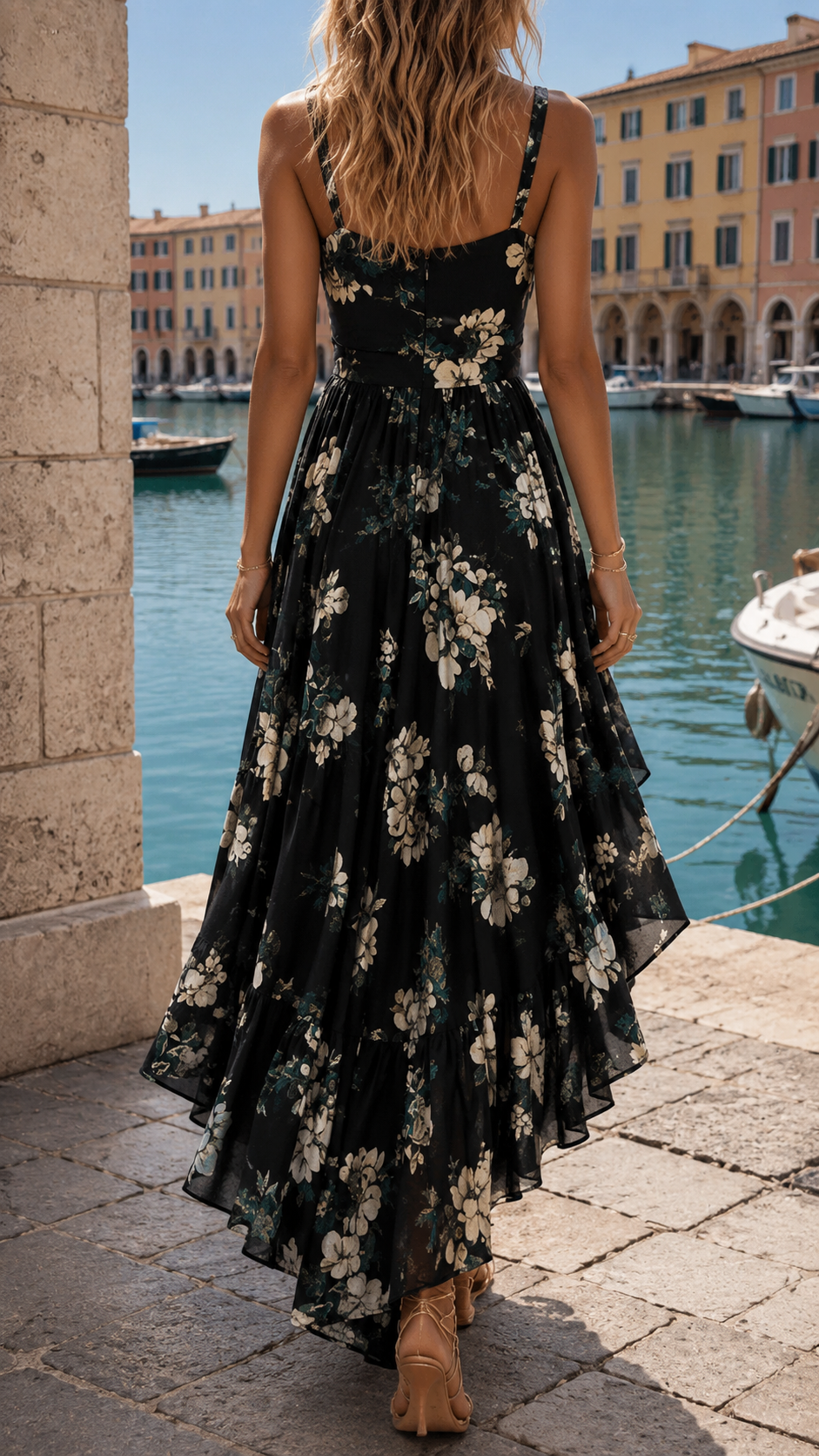 Calantha – Robe Maxi Asymétrique Florale Livorno
