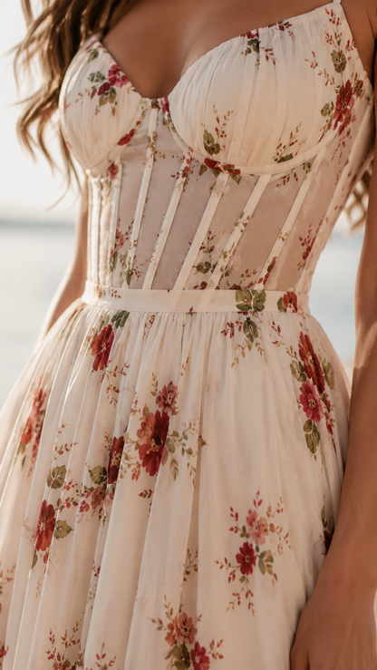 Queniva – Robe Maxi Florale Romantique de Barcelone