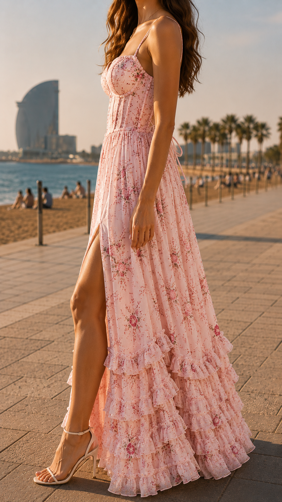 Queniva – Robe Maxi Florale Romantique de Barcelone