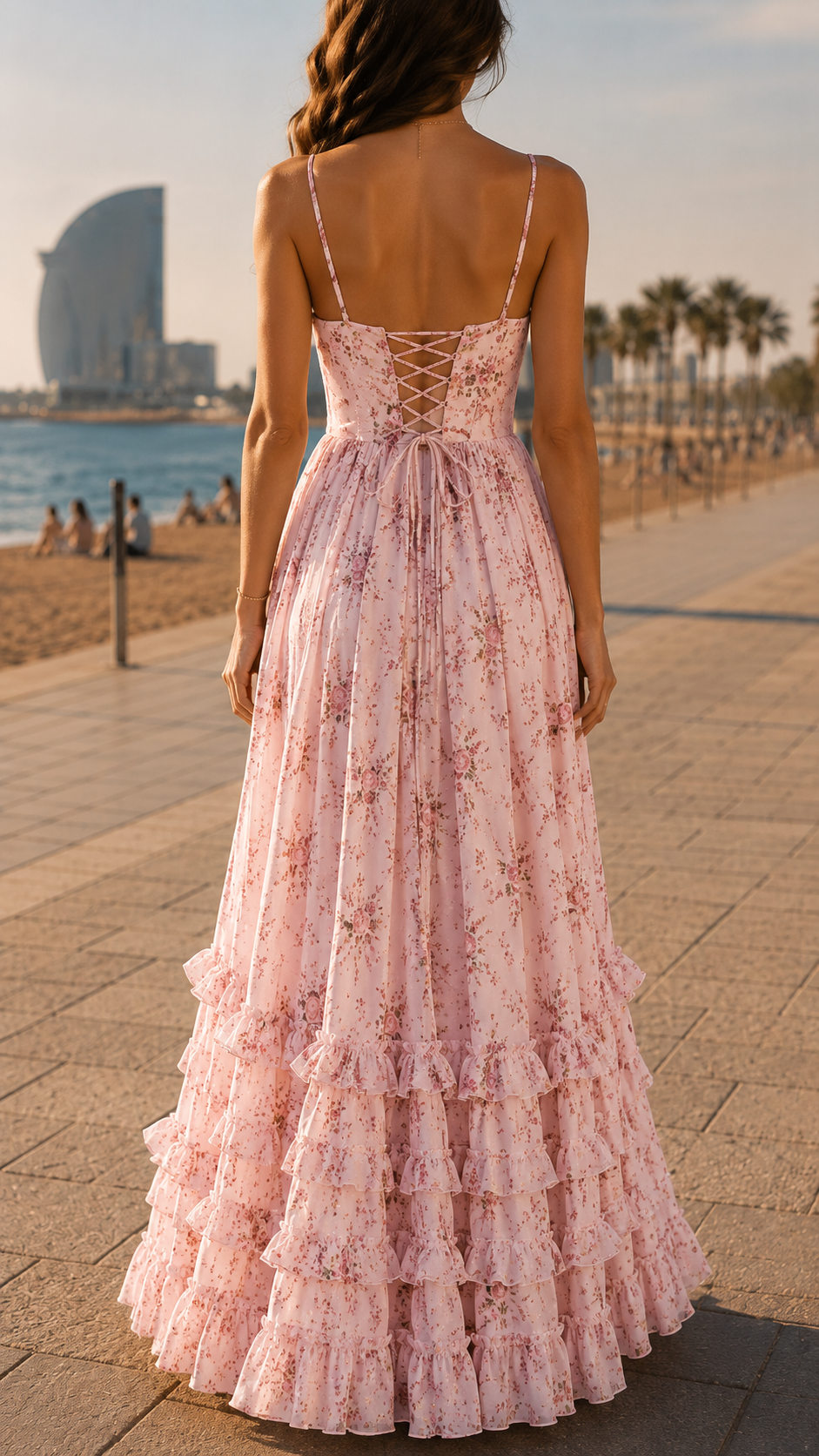 Queniva – Robe Maxi Florale Romantique de Barcelone