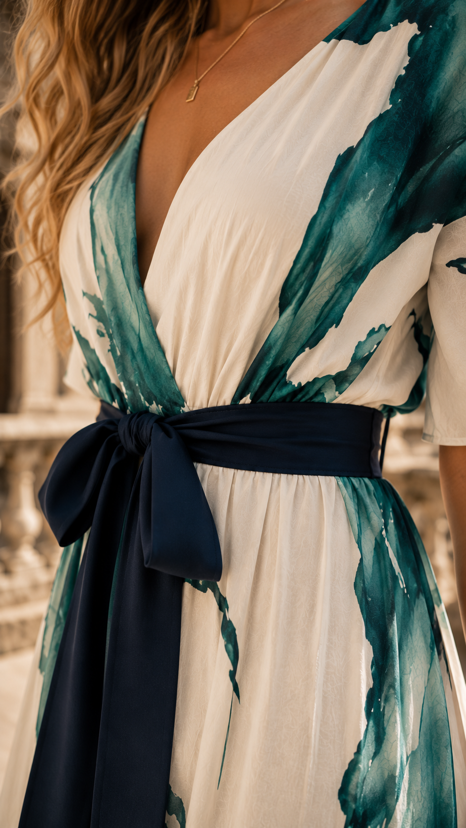 Nivara – Robe Maxi Wrap Artistique de Gênes
