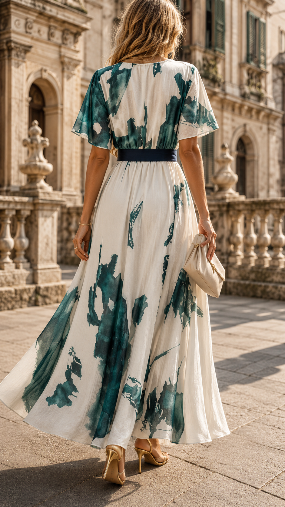 Nivara – Robe Maxi Wrap Artistique de Gênes