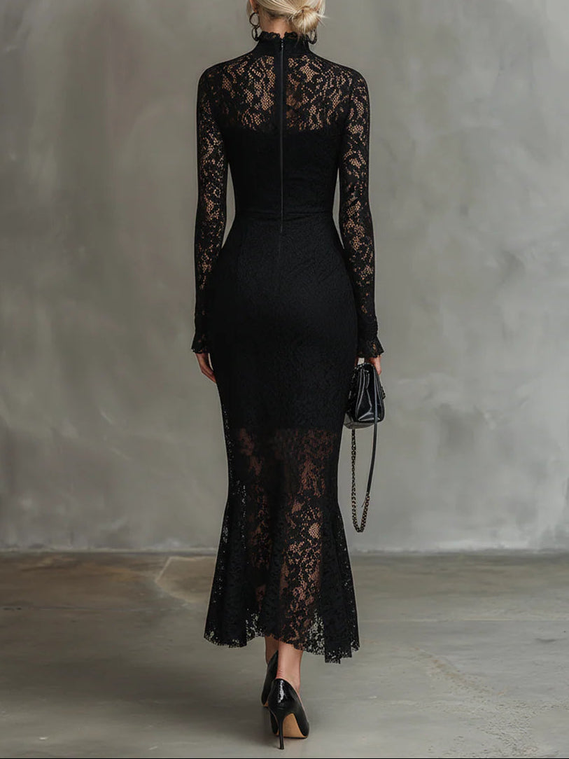 Julia | Robe Maxi en Dentelle Noire