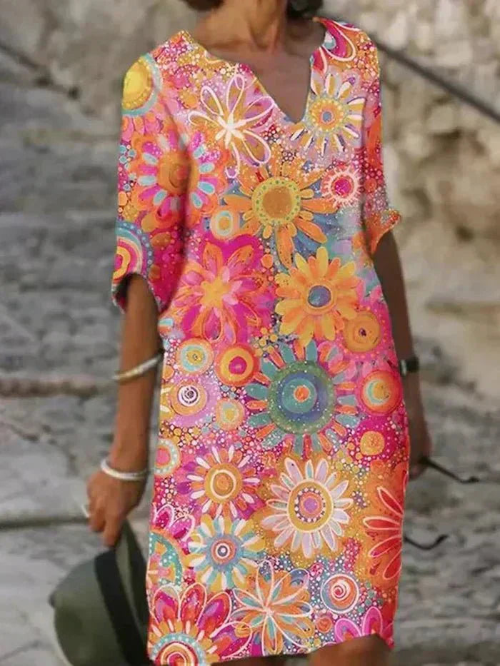 Annie | Robe Midi Florale Vibrante