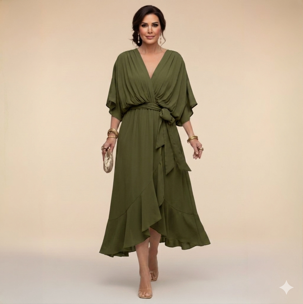 MARTA™ | ROBE EN CHIFFON AVEC ENCOLURE EN V