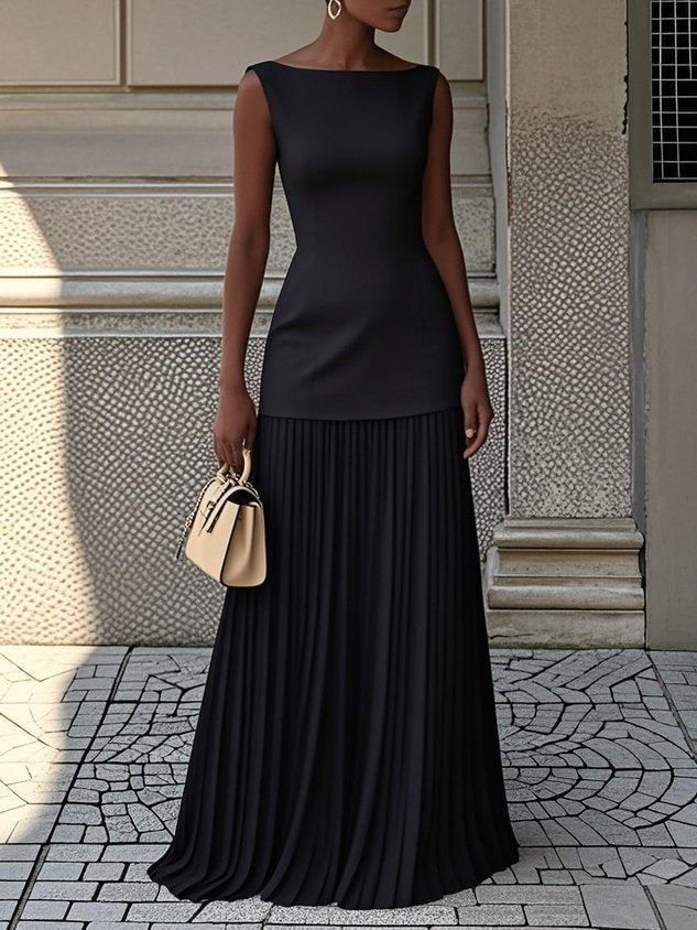 Gianna™ | Robe Maxi Plissée Sans Manches Élégante