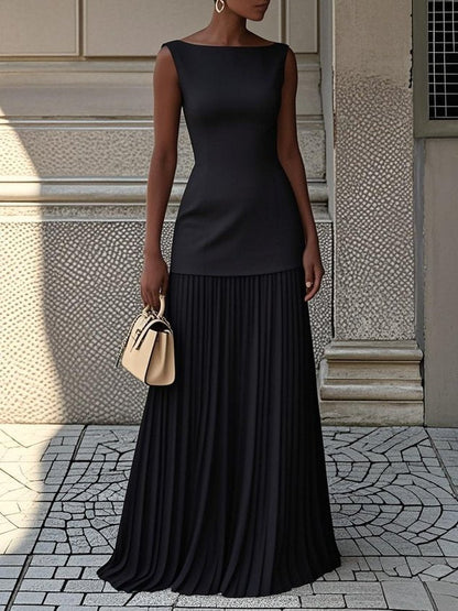 Gianna™ | Robe Maxi Plissée Sans Manches Élégante