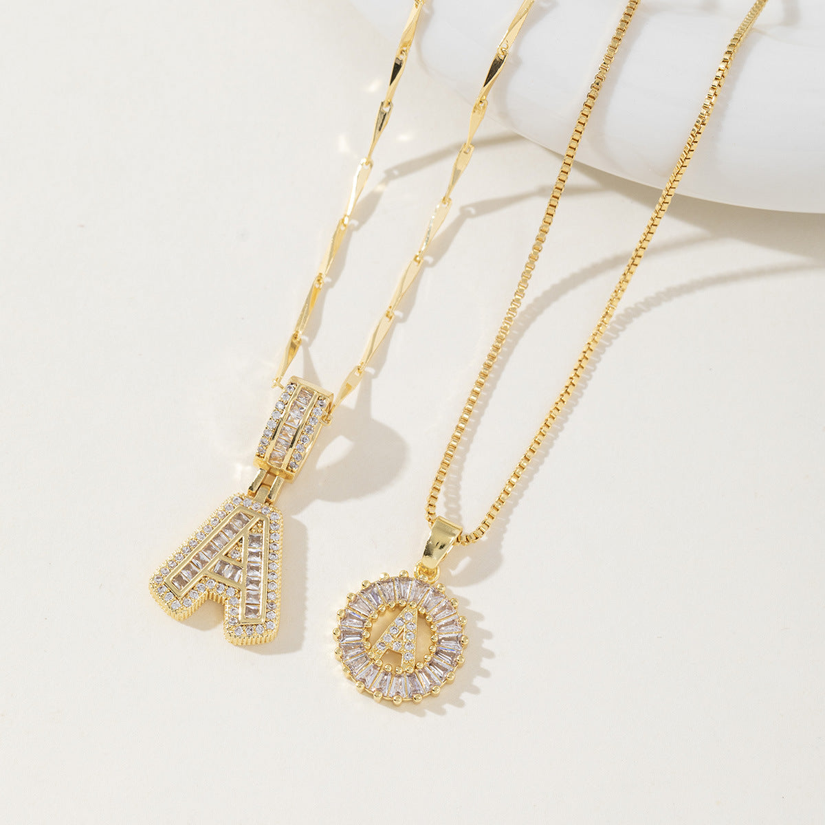 AISHA™ - Elegant 2-Pack Initial Letter Pendant Necklaces