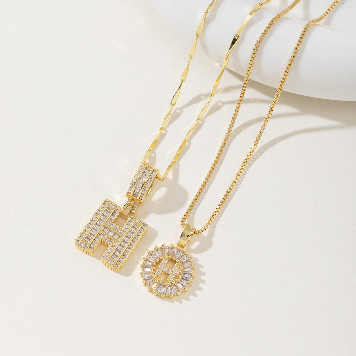 AISHA™ - Elegant 2-Pack Initial Letter Pendant Necklaces