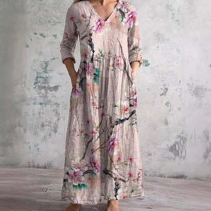 Barbara | Flowy Dress with V-Neck and Floral Pattern