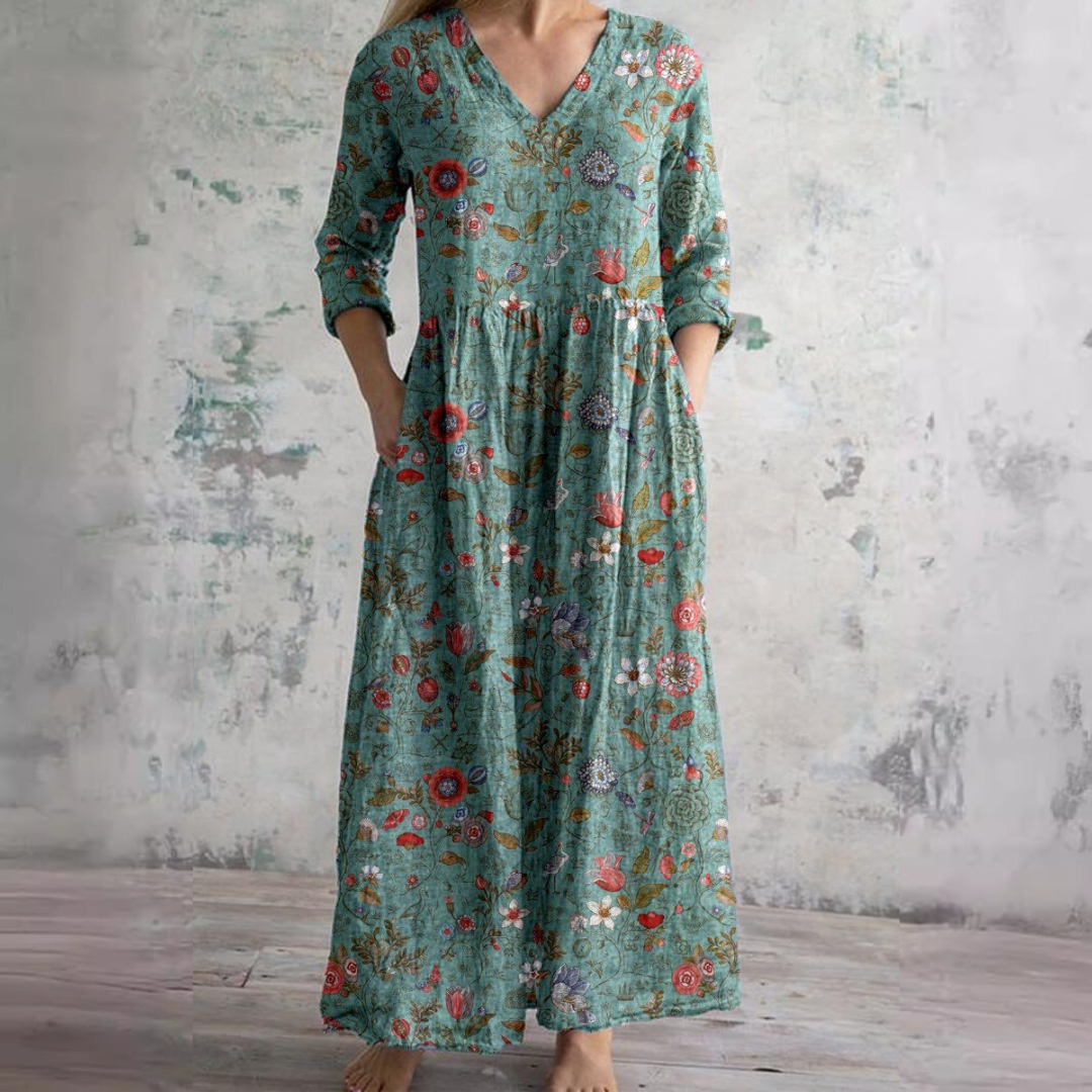 Barbara | Flowy Dress with V-Neck and Floral Pattern