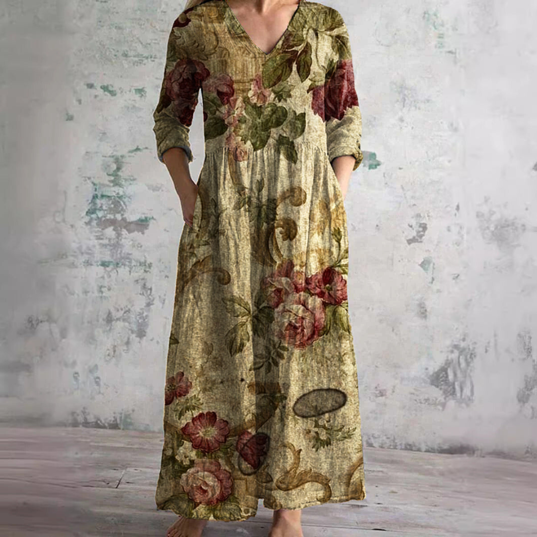 Barbara | Flowy Dress with V-Neck and Floral Pattern
