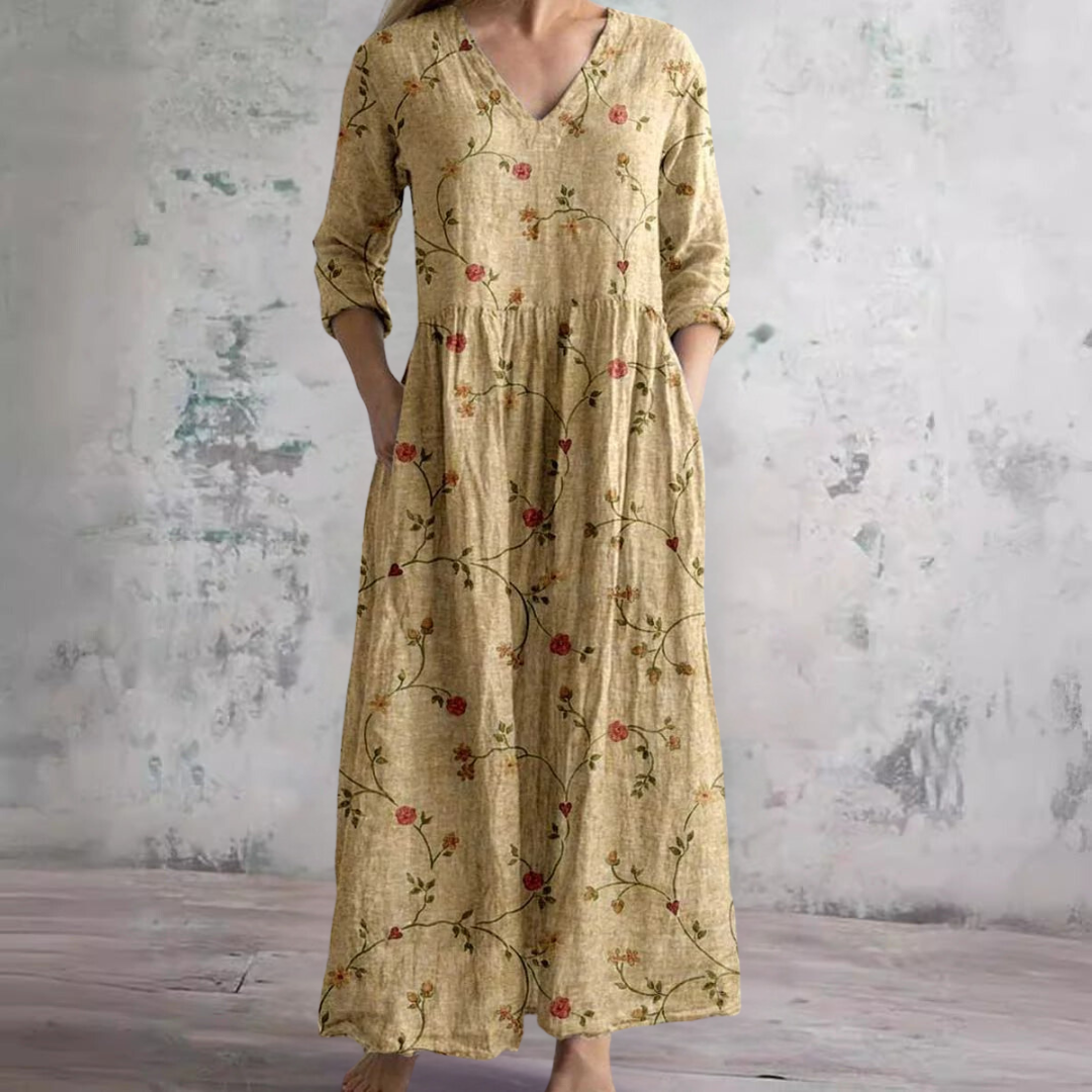 Barbara | Flowy Dress with V-Neck and Floral Pattern