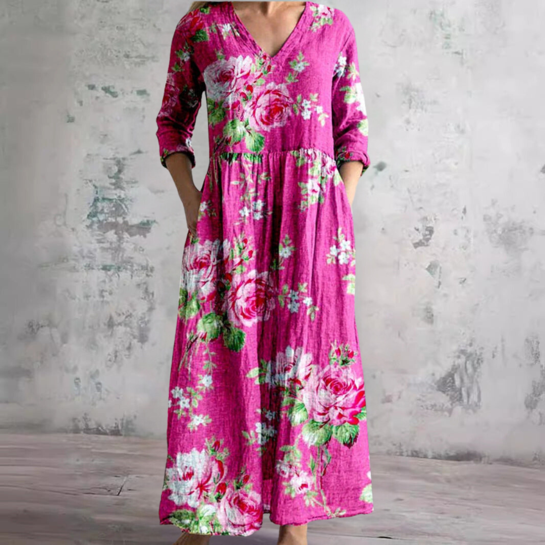 Barbara | Flowy Dress with V-Neck and Floral Pattern