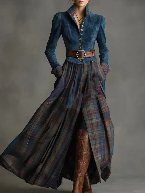 Adelaide | Elegant Plaid Maxi Dress