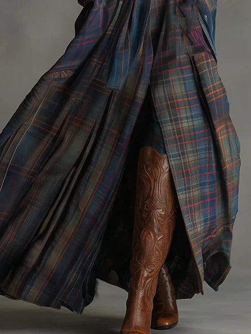 Adelaide | Elegant Plaid Maxi Dress