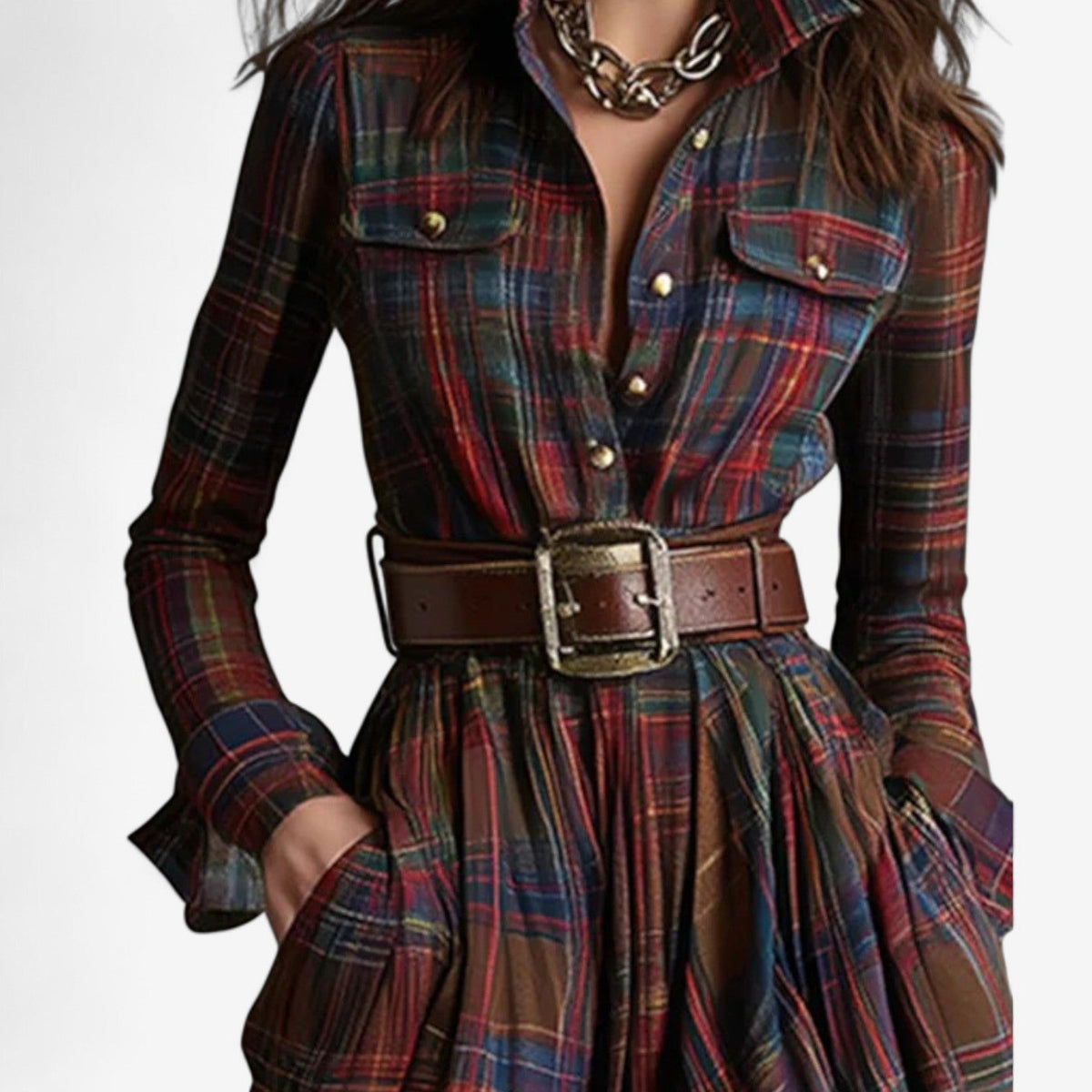Hayden Barbara | Timeless Checkered Maxi Dress