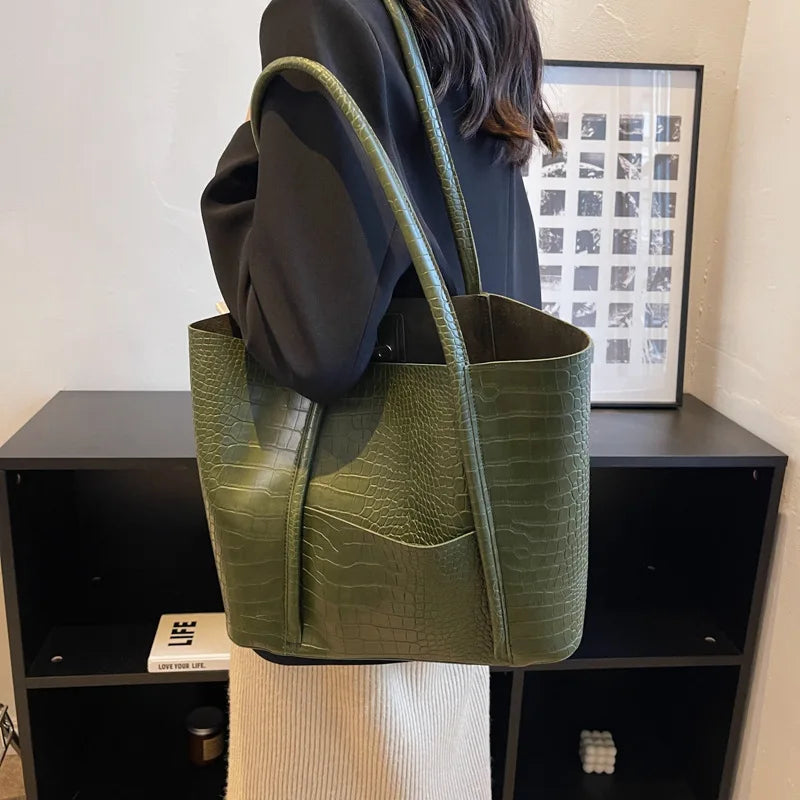 Betina | Croc Leather Shoulder Bag