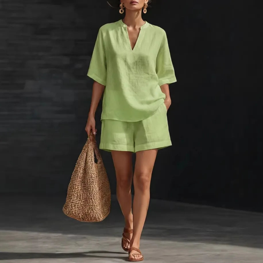 Liorna | Blouse à manches longues avec cordon et shorts à volants