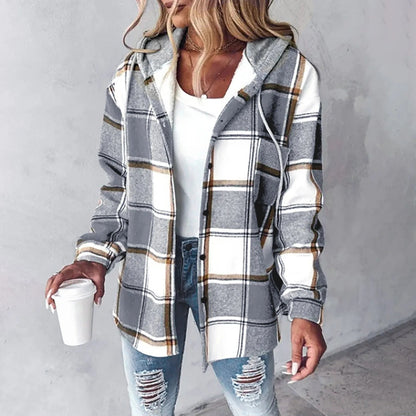 Elvanna™ | Casual Check Long-Sleeve Jacket