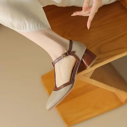 Isava Mid Heel Shoes Real Leather