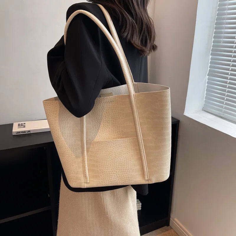 Betina | Croc Leather Shoulder Bag