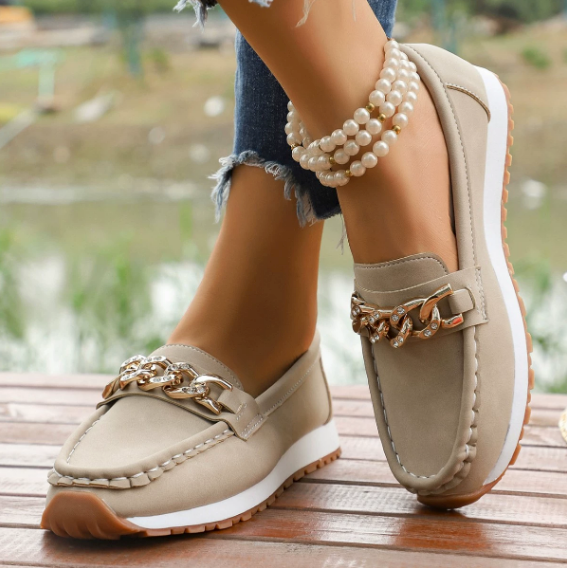 Elle - Mocassins Orthopédiques avec Boucle en Diamant