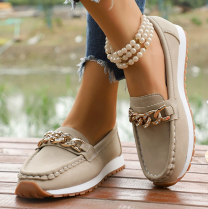 Elle - Mocassins Orthopédiques avec Boucle en Diamant