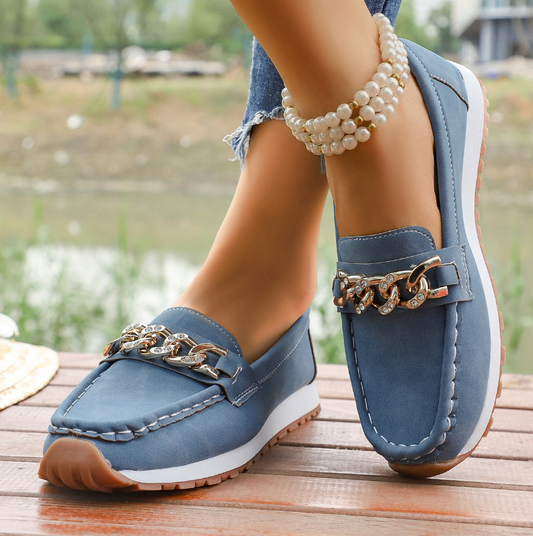 Elle - Mocassins Orthopédiques avec Boucle en Diamant