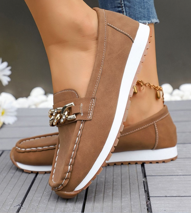 Elle - Mocassins Orthopédiques avec Boucle en Diamant