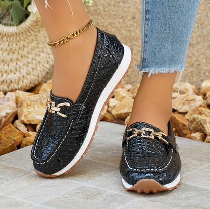 Emmy - Mocassins en Crocodile Noir