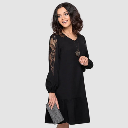 Mina™ Robe Midi Élégante à Manches en Dentelle