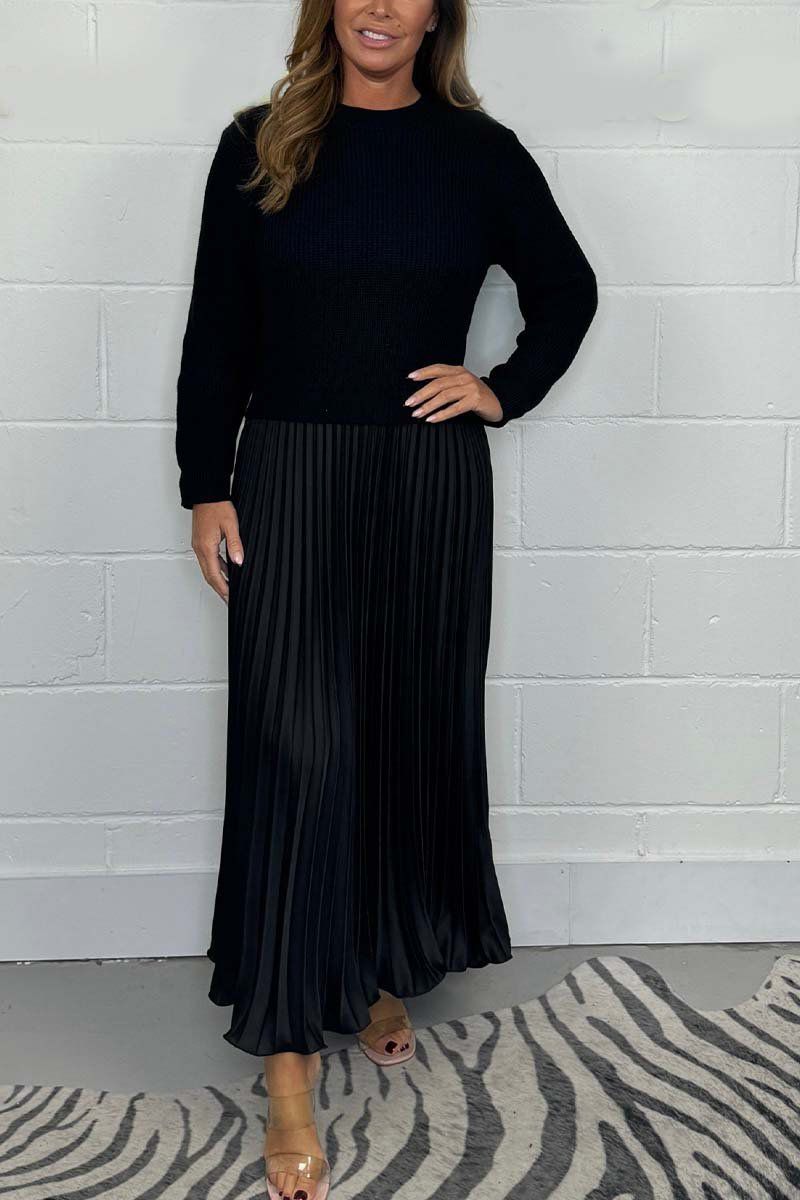 Claudia - Maxi dress with sweater and pleated skirt