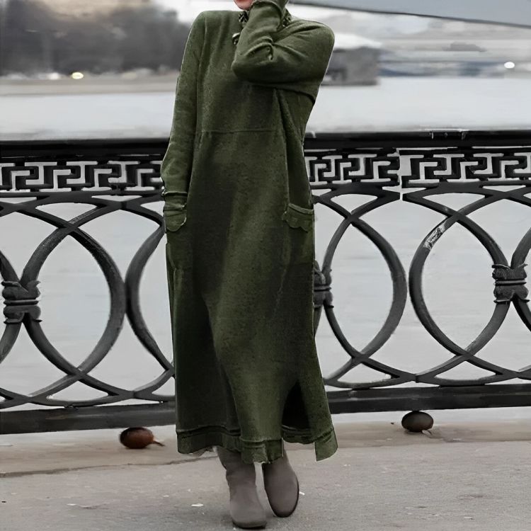 Mara Knitted Maxi Dress – Cozy Long Sleeve Oversized Winter Dress