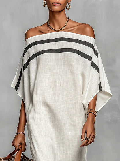 Aveline™ | Robe maxi à épaules nues et manches chauve-souris