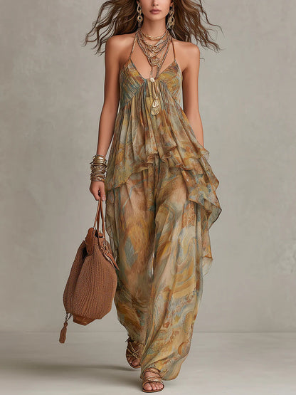 Ensemble Débardeur en Chiffon Sienna avec Volants et Pantalon Large
